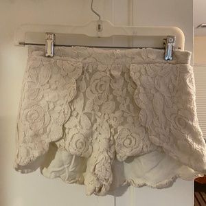 off white lace shorts